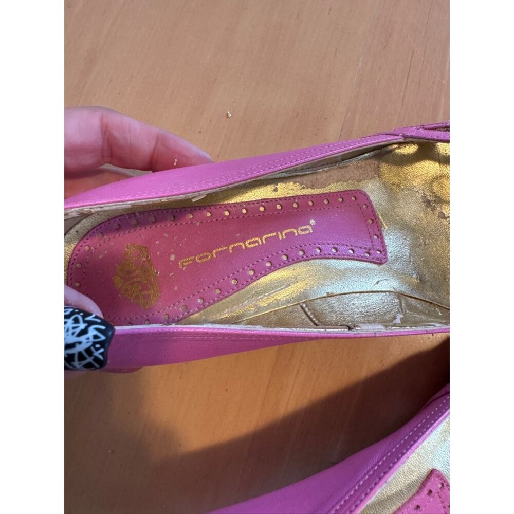 Fornarina Pointed-Toe Pink Leather Kitten Heels with Floral Cutout Detail- 39 - Picture 8 of 8